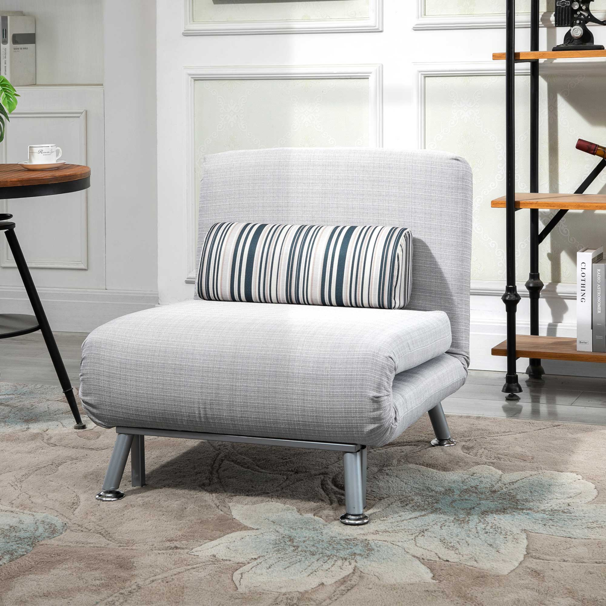 Steel Frame Folding Chair Bed converted into bed position