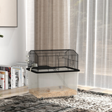 PawHut Two-Tier Hamster Cage with Deep Base, Ramp & Food Dish – Gerbil & Syrian Hamster Home on Wheels, Black