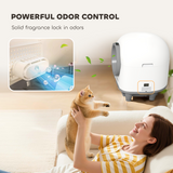 Self-Cleaning Cat Litter Box with App Control, 12 Safety Sensors & 80L Capacity – Automatic Scooping, White & Grey