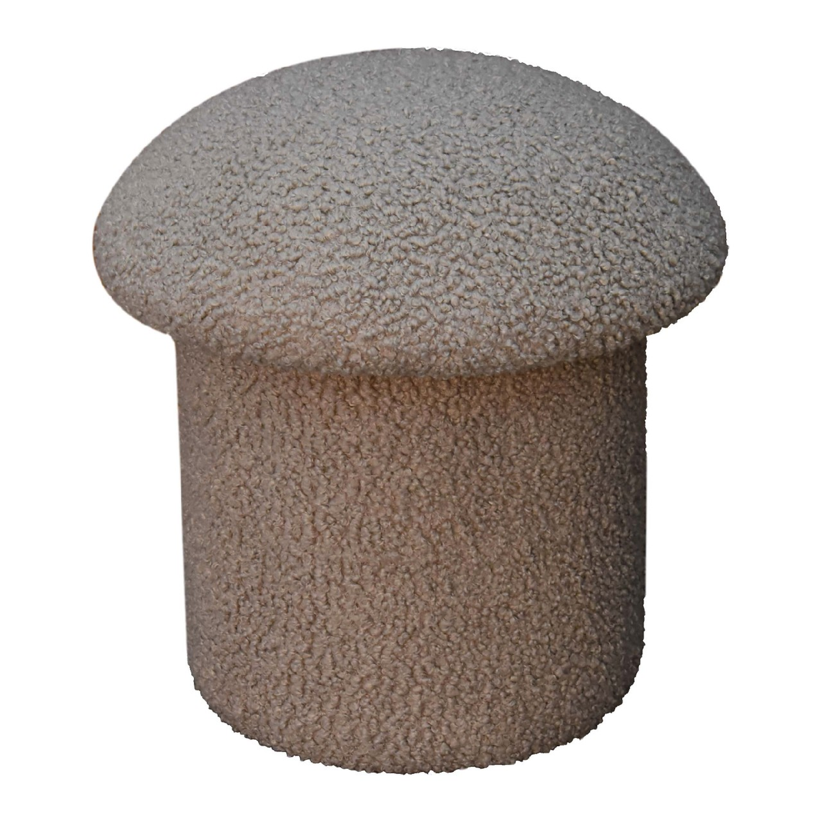 Artisan Furniture Mushroom Footstool in Solid Wood with Mud Boucle Upholstery – Contemporary Seat, Brown