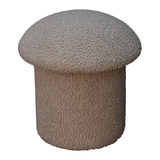 Artisan Furniture Mushroom Footstool in Solid Wood with Mud Boucle Upholstery – Contemporary Seat, Brown