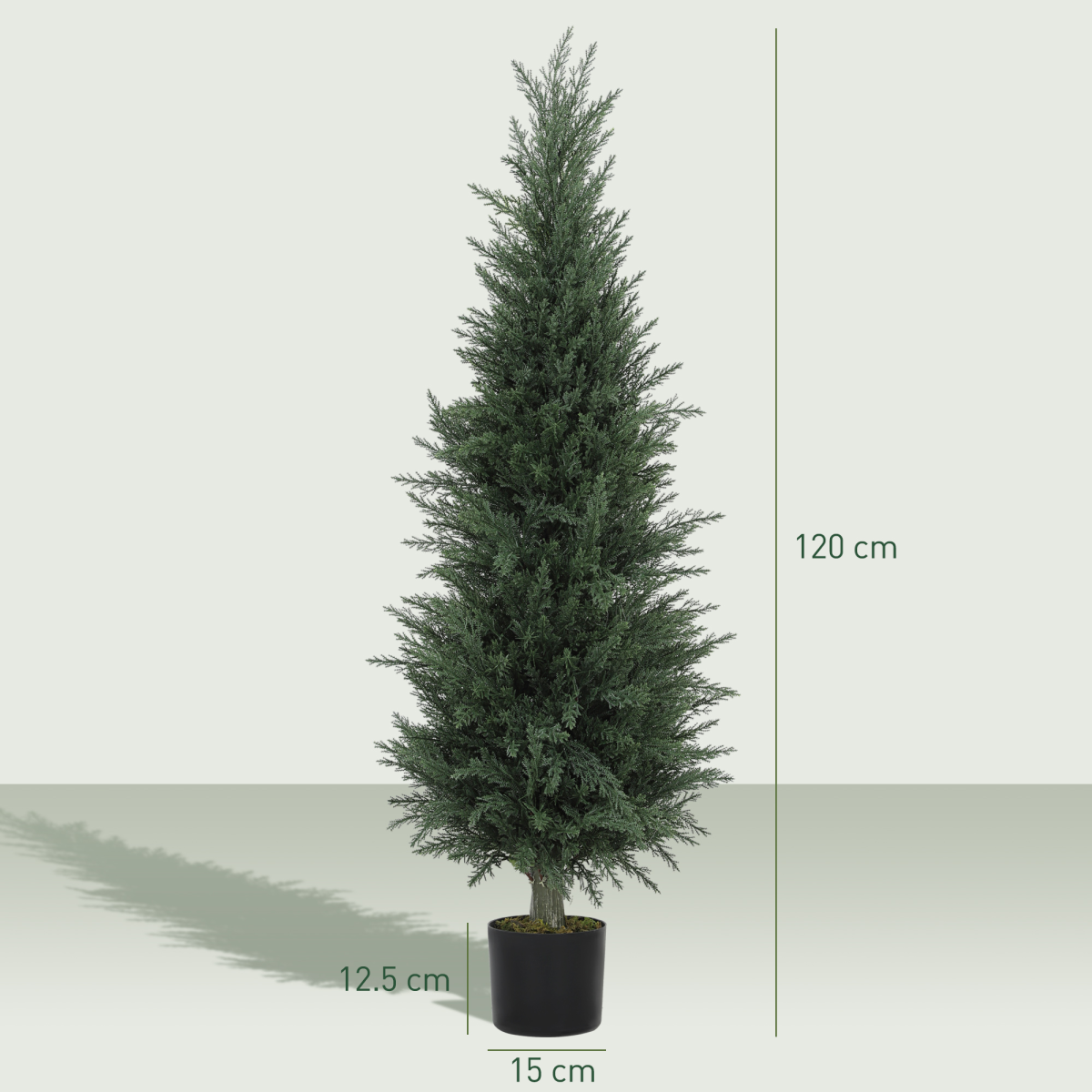 Set of 2 Artificial Cypress Trees in Pots, 120cm Tall – UV-Resistant Fake Plants for Home & Office, Green