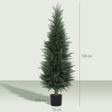 Set of 2 Artificial Cypress Trees in Pots, 120cm Tall – UV-Resistant Fake Plants for Home & Office, Green