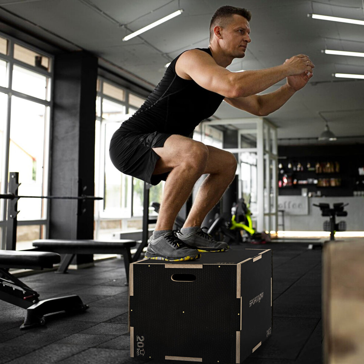 SPORTNOW 3-in-1 Wooden Plyometric Jump Box, 51/61/76cm Heights – Non-Slip Plyo Box for Home Gym Training, Black