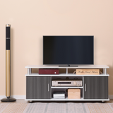 HOMCOM TV Cabinet Entertainment Centre with Open & Closed Storage – Media Console Unit, Grey & White