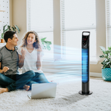 HOMCOM 40W Quiet Oscillating Tower Fan with Adjustable Speed & Remote Control – Black