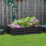 Outsunny 120 x 60cm Steel Raised Garden Bed – Modular Open-Base Planter for Vegetables & Flowers, Grey