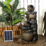 Outsunny Solar 4-Tier Water Fountain with 12 LED Lights & Pump – Weather-Resistant Resin Garden Water Feature