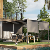 Outsunny 3x4m Garden Pergola with Retractable Roof & Solar LED Lights – Metal Gazebo, Grey