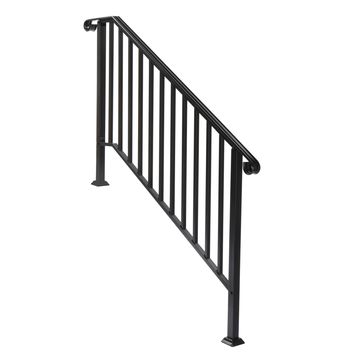 Artisasset Matte Black Galvanised Iron Handrail for 4 or 5 Garden Steps – Outdoor Stair Rail with Fixings