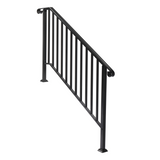 Artisasset Matte Black Galvanised Iron Handrail for 4 or 5 Garden Steps – Outdoor Stair Rail with Fixings