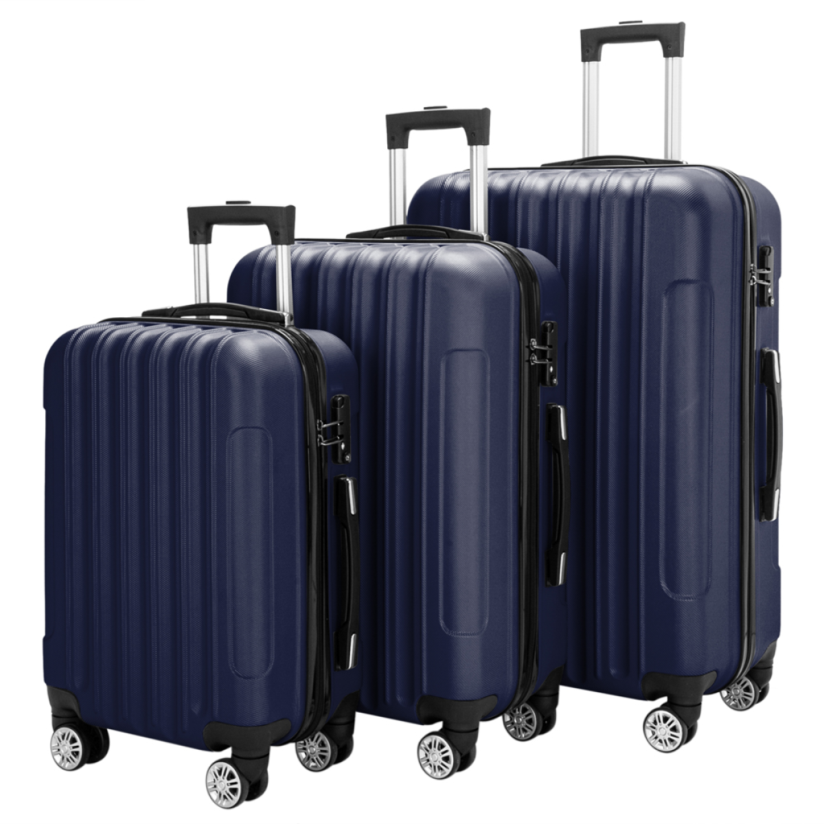 3 Piece Lightweight ABS Spinner Luggage Set with Carry-On Case, 360° Wheels & Telescopic Handles