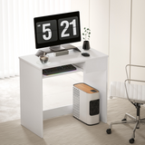 HOMCOM Compact Computer Table with Keyboard Tray and Drawer – Space-Saving Home Office Desk, White