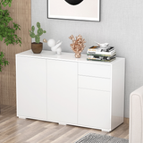 HOMCOM Gloss & Matte Side Cabinet with 2 Doors & 2 Drawers – White Home Office Storage