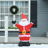 HOMCOM 4ft Inflatable Christmas Santa Claus with Outstretched Hands, LED Lit – Indoor Outdoor Decoration