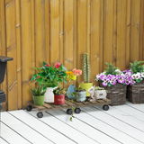 Outsunny 2 Pack Solid Wood Corner Plant Stands with Wheels – Mobile Flowerpot Holders for Garden & Balcony