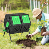 Outsunny 130L Dual Chamber Rotating Compost Bin Tumbler with Ventilation Holes – Garden Composter