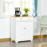 HOMCOM Rubberwood Top Kitchen Island Cupboard with Adjustable Shelf – Kitchen Storage and Side Cabinet