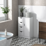 HOMCOM Modern White Storage Cabinet Organiser with 4 Drawers & Side Shelf Cupboard