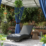 Outsunny Rattan Sun Lounger with 5-Level Reclining Back & Wheels – Outdoor Garden Recliner, Dark Grey
