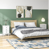 HOMCOM Set of 2 White Bedside Tables with 3 Drawers Each – Bedroom Storage Cabinets with Anti-Tip Straps