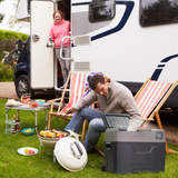 HOMCOM 50L Portable Car Fridge Freezer, 12/24V with Wheels & Handle – Cools Down to -20°C for Camping & Travel