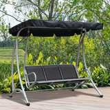 Outsunny 3 Person Steel Garden Swing Chair with Adjustable Canopy – Freestanding Patio Seat, Black