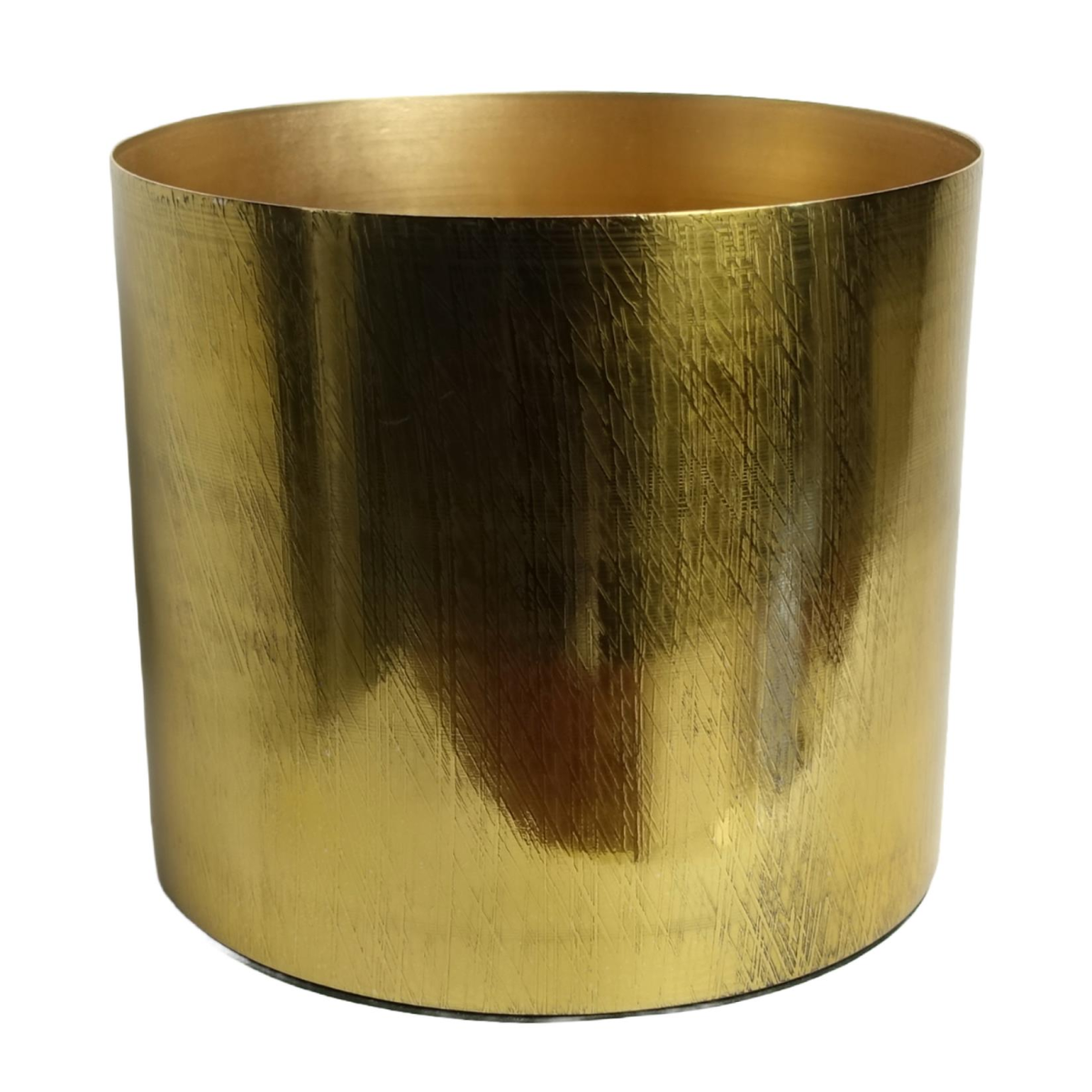 Leaf 18cm Gold Etched Metal Planter – Handmade Indoor Plant Pot with Patterned Brass Finish