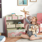 ZONEKIZ Kids Storage Unit with 6 Boxes – Children's Toy Storage Organiser for Ages 3-8, Pink
