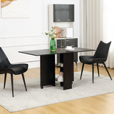 HOMCOM Rolling Drop Leaf Folding Kitchen Table with Open Shelves & Wheels – Space-Saving Dining Cart