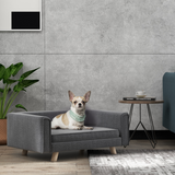 PawHut Elevated Dog Sofa Bed with Washable Cushion & Wooden Legs – Grey, Small & Medium Dogs