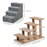 Four-Level Pet Stairs with Soft Flannel Cover – Sturdy Steps for Cats and Small Pets, Light Grey