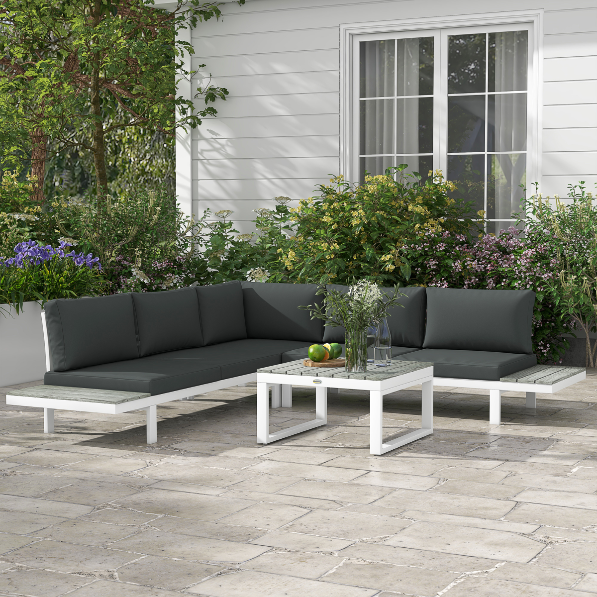 Outsunny Garden Corner Sofa Set recline position detail