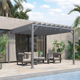 Outsunny 3x3m Metal Pergola with Retractable 135° Louvred Roof & UV50+ Protection – Garden Patio Shelter, Grey