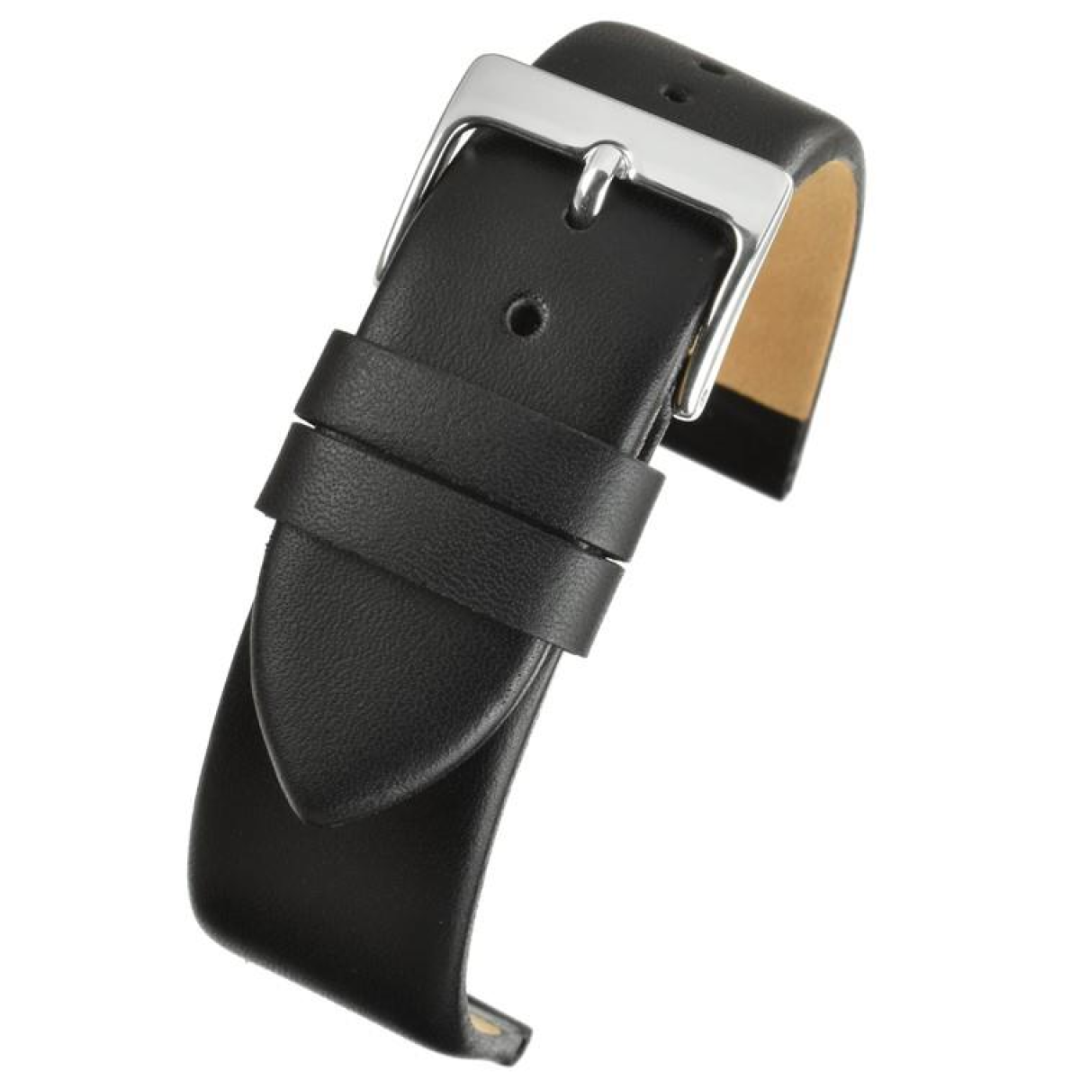 Smooth Calf Leather Watch Strap, 20mm, Black