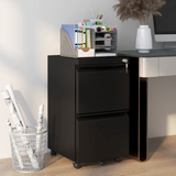 Vinsetto 2 Drawer Lockable Steel File Cabinet with Hanging Bar – Home Office Filing Storage, Black