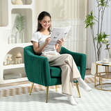 HOMCOM Shell-Back Flocked Fabric Accent Armchair with Metal Legs – Padded Seat, Adjustable Feet