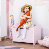 HOMCOM Kids Toy Box with Safety Lid – Pink Storage Chest for Bedroom, 60 x 40 cm, Ages 3+