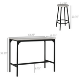 5-Piece Pub Table and Chair Set with MDF Top & Metal Frame, 4 Stools – Space-Saving Bar Set, Grey & Black