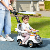 AIYAPLAY 3 in 1 Ride-On Push Car with Parent Handle & Canopy – Robot Foot to Floor Slider, 12-36 Months, White
