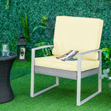 Outsunny Seat and Back Cushion Set with Removable Covers – Replacement Garden Chair Cushions, Cream White
