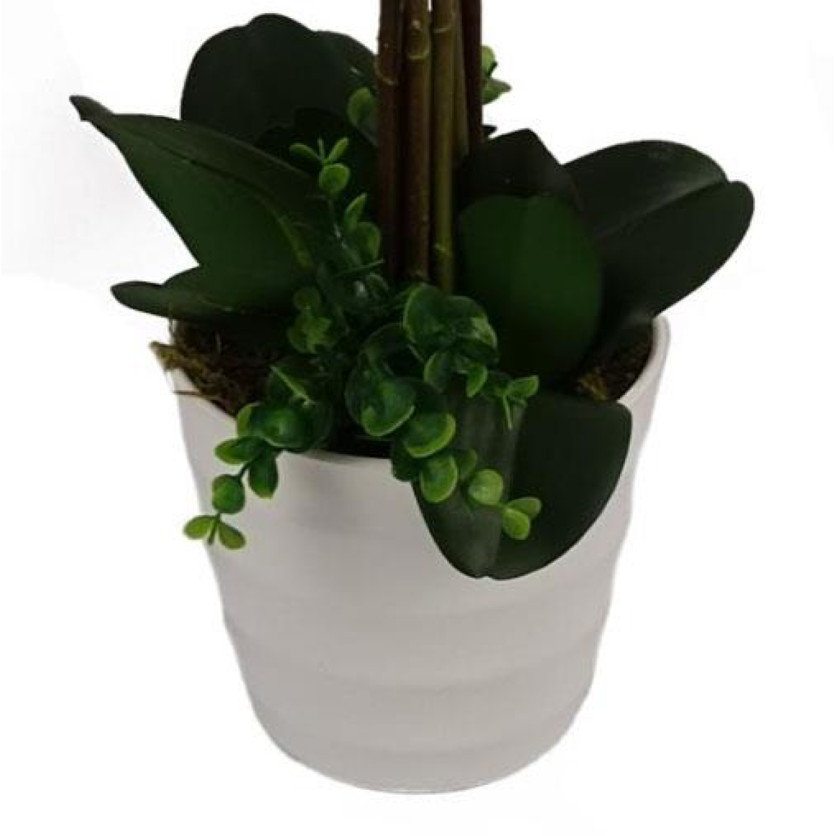 85cm Artificial Deluxe Bush Orchid – White Flowers White Pot