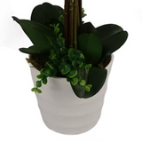 85cm Artificial Deluxe Bush Orchid – White Flowers White Pot