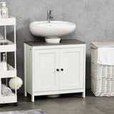 Kleankin Freestanding Under-Sink Bathroom Cabinet with Double Doors & Adjustable Shelf – White