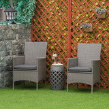 Outsunny Outdoor Rattan Dining Armchairs with Cushions, Set of 2 – Garden Patio Seating, Grey