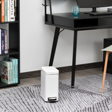 HOMCOM 5L Rectangular Steel Pedal Bin with Soft-Close Lid & Removable Inner Bucket – Compact White Kitchen Bin