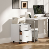 HOMCOM Mobile Office Pedestal Filing Cabinet with 2 Drawers, Lock and Wheels – Under Desk Storage, White