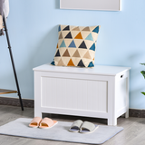 HOMCOM Large Toy Chest Storage Box with Lid & Safety Hinges – Kids Bedroom and Playroom Storage, White