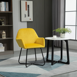 HOMCOM Modern Accent Chair with Velvet-Feel Upholstery and Metal Base – Living Room Lounge Armchair, Yellow