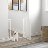PawHut Pressure Fit Dog Gate with Door, 75–95cm Adjustable Wide Stair Gate – Steel Barrier, White